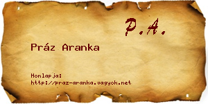 Práz Aranka névjegykártya